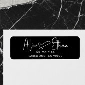 Handwritten Script Heart Modern Black Etiket