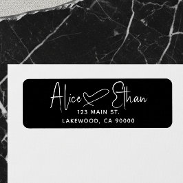 Handwritten Script Heart Modern Black Etiket