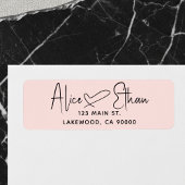 Handwritten Script Heart Modern Blush Pink Etiket