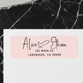 Handwritten Script Heart Modern Blush Pink Etiket