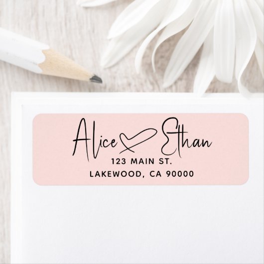 Handwritten Script Heart Modern Blush Pink Etiket (Insitu)