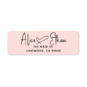 Handwritten Script Heart Modern Blush Pink Etiket (Voorkant)