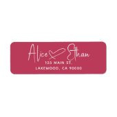 Handwritten Script Heart Modern Red Etiket (Voorkant)