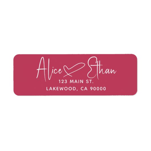 Handwritten Script Heart Modern Red Etiket (Voorkant)