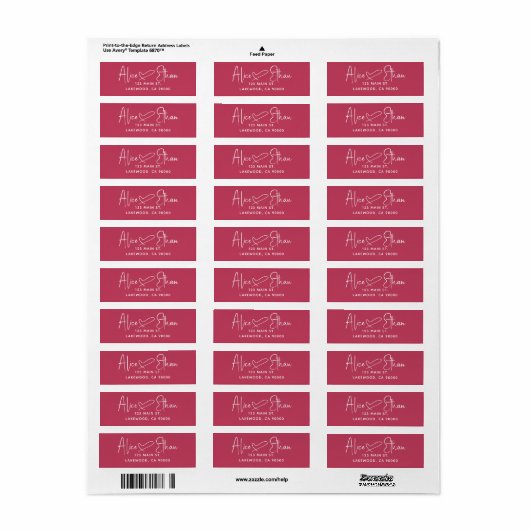 Handwritten Script Heart Modern Red Etiket (Full Sheet)