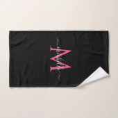 Handwritten Script Name Black and Pink Monogram Handdoek (Handdoek)