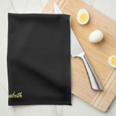 Handwritten Script Name Elegant Black And Gold Theedoek (Quarter Fold)