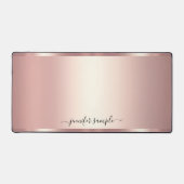 Handwritten Script Name Elegant Rose Gold Modern Bureaumat (Voorkant)