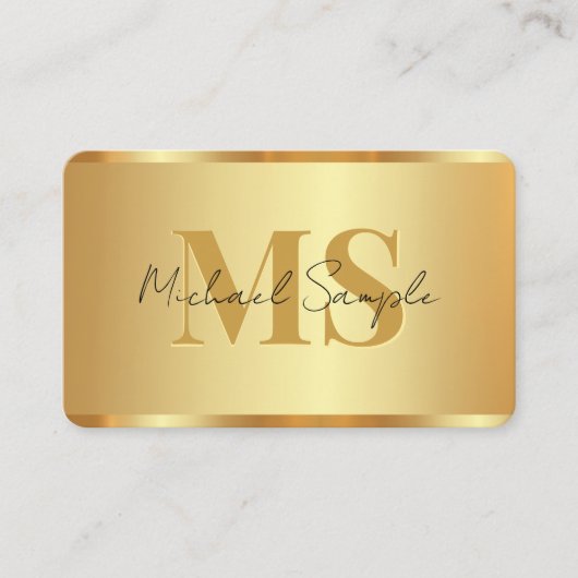 Handwritten Script Name QR Code Luxurious Gold Visitekaartje (Voorkant)