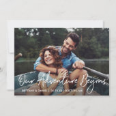 Handwritten Script Our Adventure Begins Photo Save The Date (Voorkant)