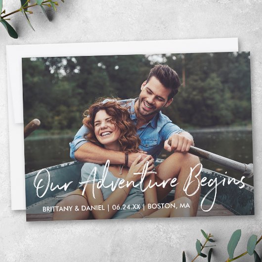 Handwritten Script Our Adventure Begins Photo Save The Date