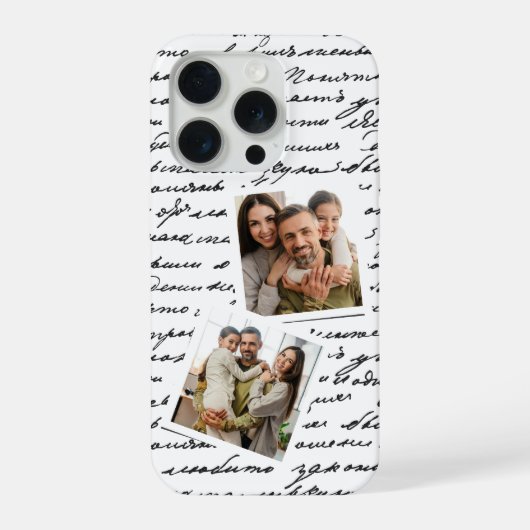 Handwritten Script Personalized 2 Photo Layout iPhone Hoesje (Achterkant)