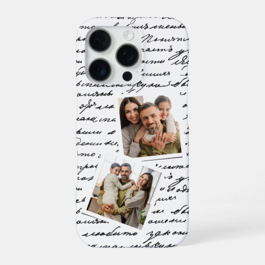 Handwritten Script Personalized 2 Photo Layout iPhone Hoesje (Achterkant)