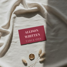 Handwritten Script Pink & Red Custom Wedding Plaatskaartje