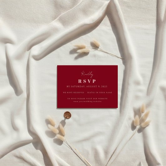 Handwritten Script Pink & Red Custom Wedding RSVP Kaartje