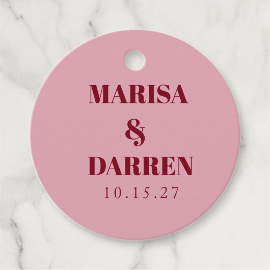 Handwritten Script Whimsical Pink Custom Wedding Bedankjes Labels (Voorkant)