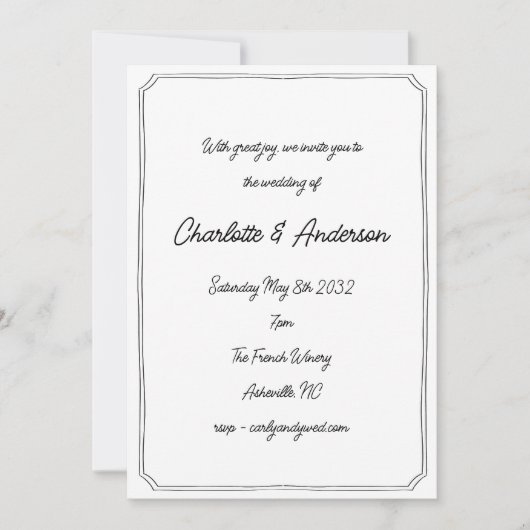 Handwritten Script Whimsical Quirky Frame Wedding Kaart (Voorkant)