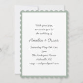 Handwritten Script Whimsy Sage Green Wedding Kaart (Voorkant)