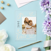 Handwritten Simple Heart It's A Date Photo Wedding Acryl Uitnodigingen (Insitu (Huwelijk))