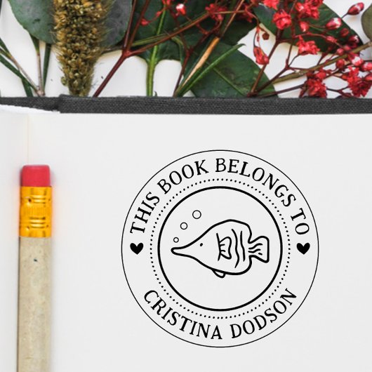 Handwritten Simple Tropical Fish Custom Book Rubberstempel