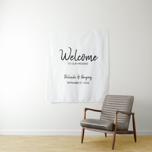 Handwritten Welcome To Our Wedding Fabric Sign  Wandkleed (In situ)