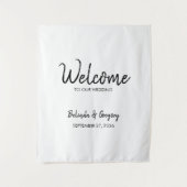Handwritten Welcome To Our Wedding Fabric Sign  Wandkleed (Voorkant)