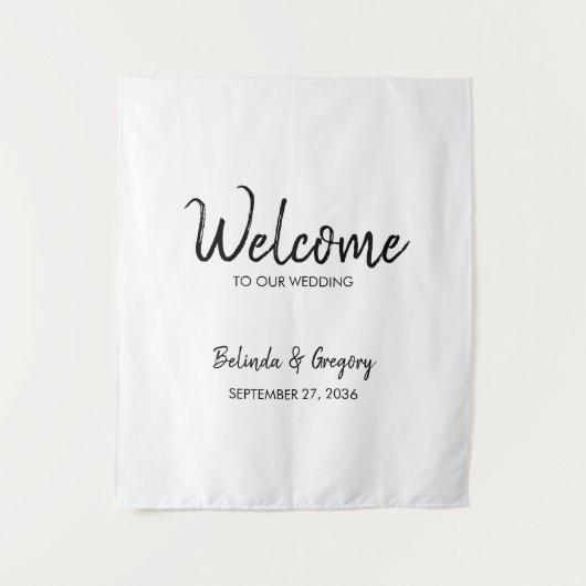 Handwritten Welcome To Our Wedding Fabric Sign  Wandkleed (Voorkant)