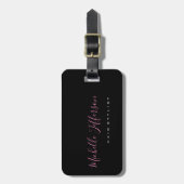 Handwtitten Script Gray Pink Trendy Feminine Bagagelabel (Voorkant verticaal)