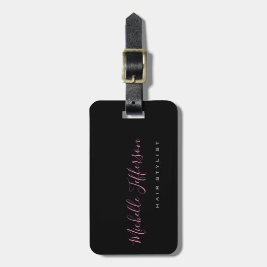 Handwtitten Script Gray Pink Trendy Feminine Bagagelabel (Voorkant verticaal)