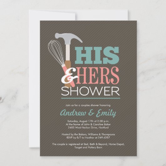 Handy Couple Shower-uitnodiging Kaart (Voorkant)