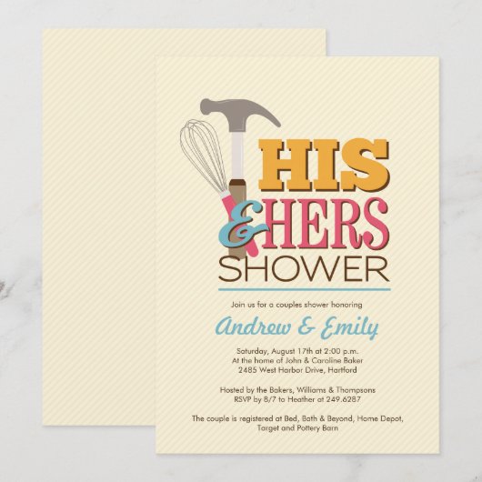 Handy Couple Shower-uitnodiging Kaart (Voorkant / Achterkant)