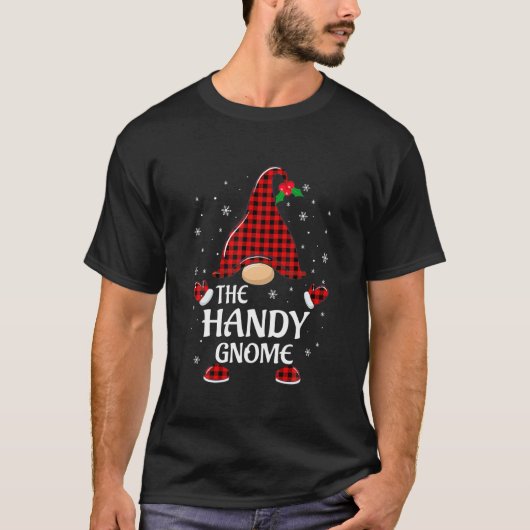 Handy Gnome Buffalo Pset Matching met kerstpajam T-shirt (Voorkant)