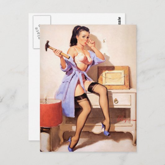 Handy Man Pin-up Briefkaart (Voorkant / Achterkant)