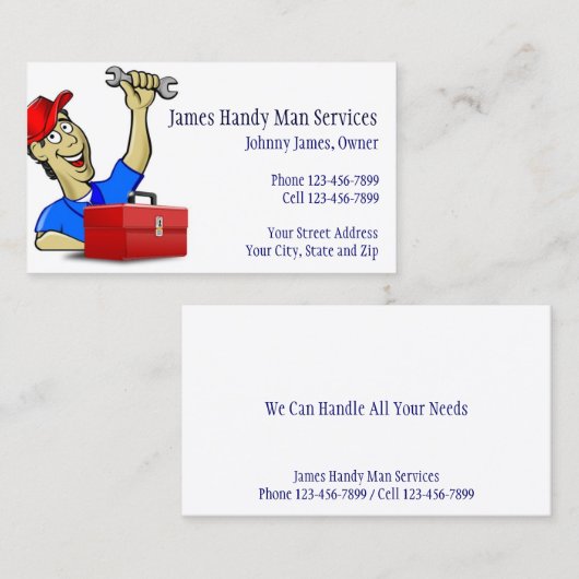 Handy Man Reparatie Man Aannemer Visitekaartje (Voorkant / Achterkant)