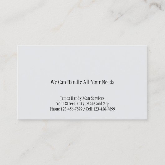 Handy Man Tool Box Aannemer Visitekaartje (Achterkant)
