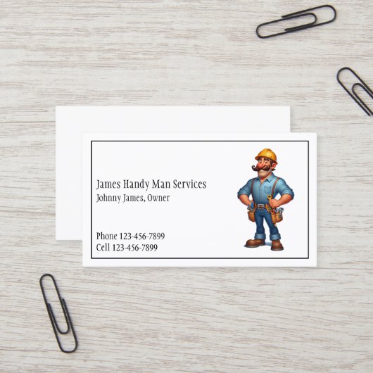 Handy Man Tool Box Contractor Business Card Visitekaartje (Voorkant / Achterkant in situ)