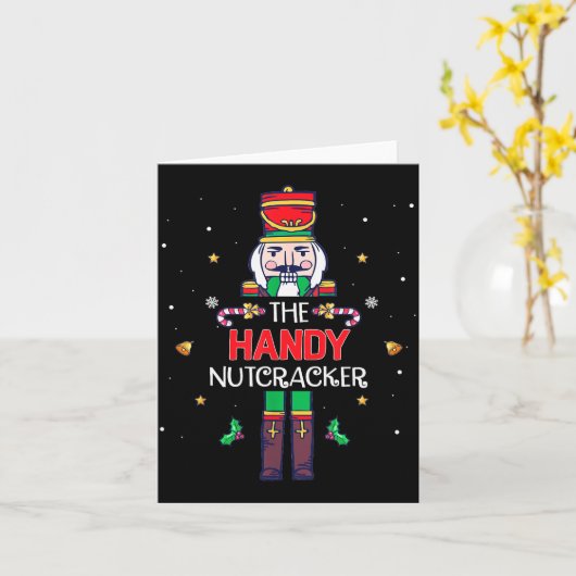 Handy Nutcracker Funny Christmas Family Matching O Kaart (Gele Bloem)