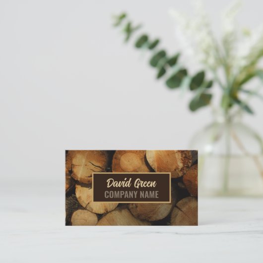 Handyman Aannemer Bouw Timmerhout Visitekaartje (Staand voorkant)