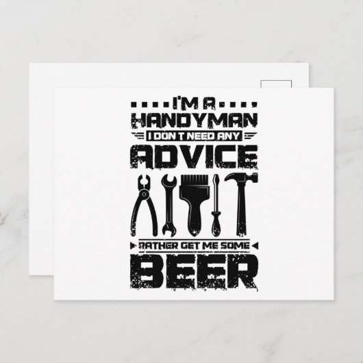 Handyman and Beer Briefkaart (Voorkant / Achterkant)