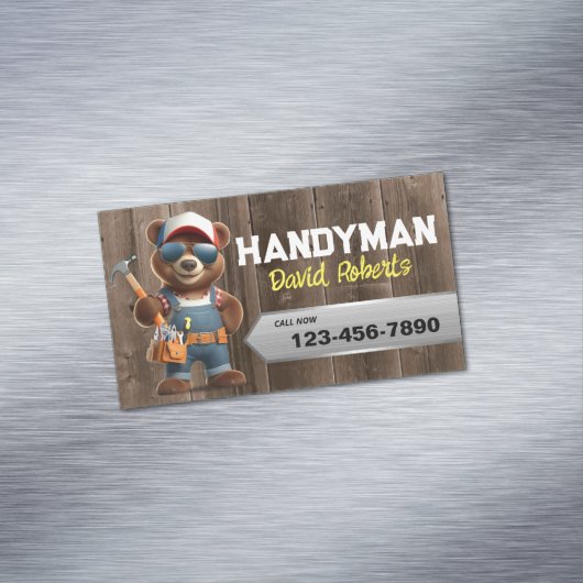 Handyman Beer Carpenter House Repair Service Hout Magnetisch Visitekaartje (Voorbeeld)