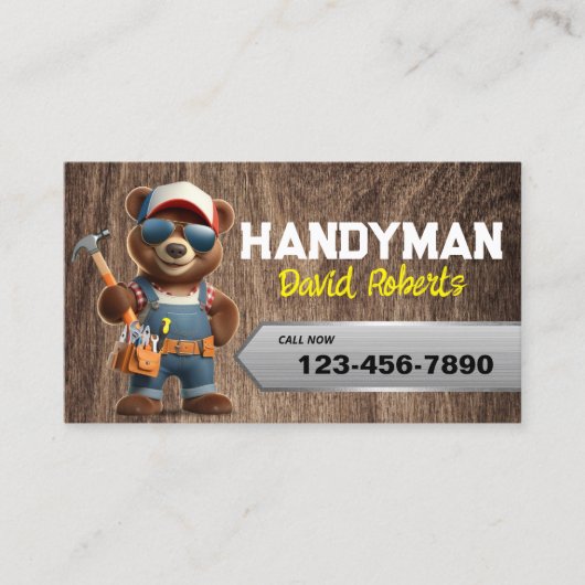 Handyman Beer Houtbewerker Huis Reparatie Service  Visitekaartje (Voorkant)