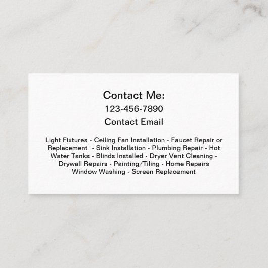 Handyman Best Visitekaartjes (Achterkant)