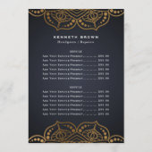 Handyman Black Gold-prijslijst Menu (Achterkant)