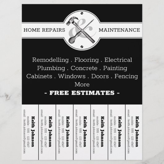 Handyman Black Modern Professional Construction Flyer (Voorkant)