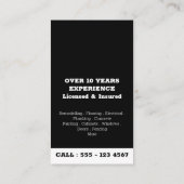 Handyman Black Professional Custom Monogram Logo Visitekaartje (Achterkant)