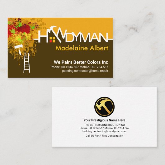 Handyman Border Reparaties Peeling Paint Visitekaartje (Voorkant / Achterkant)