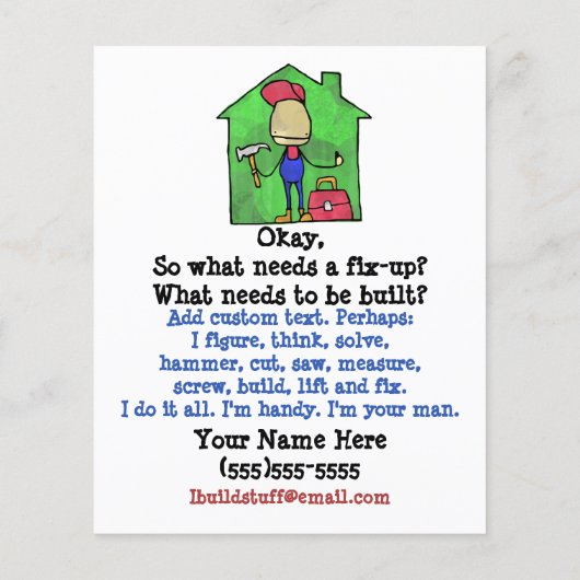 HandyMan. Bouwer. Bouw. Contractant. Flyer (Achterkant)