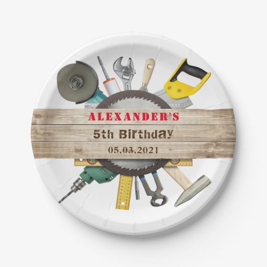 Handyman Boy Tools Birthday Party Paper Bord (Voorkant)