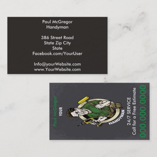 Handyman Business Card Visitekaartje (Voorkant / Achterkant)