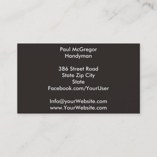 Handyman Business Card Visitekaartje (Voorkant)